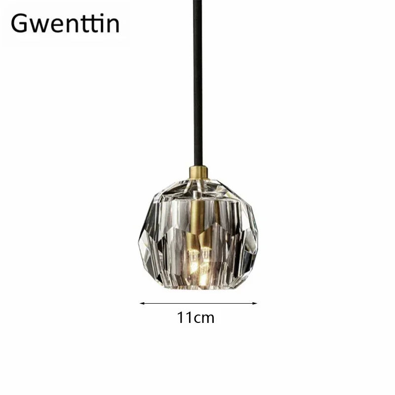 Gold Crystal Pendant Light K9 Nordic Kitchen