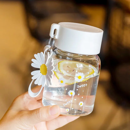 DecorBites™ Daisy Flower Glass Water Bottle Portable Tumbler 350ML