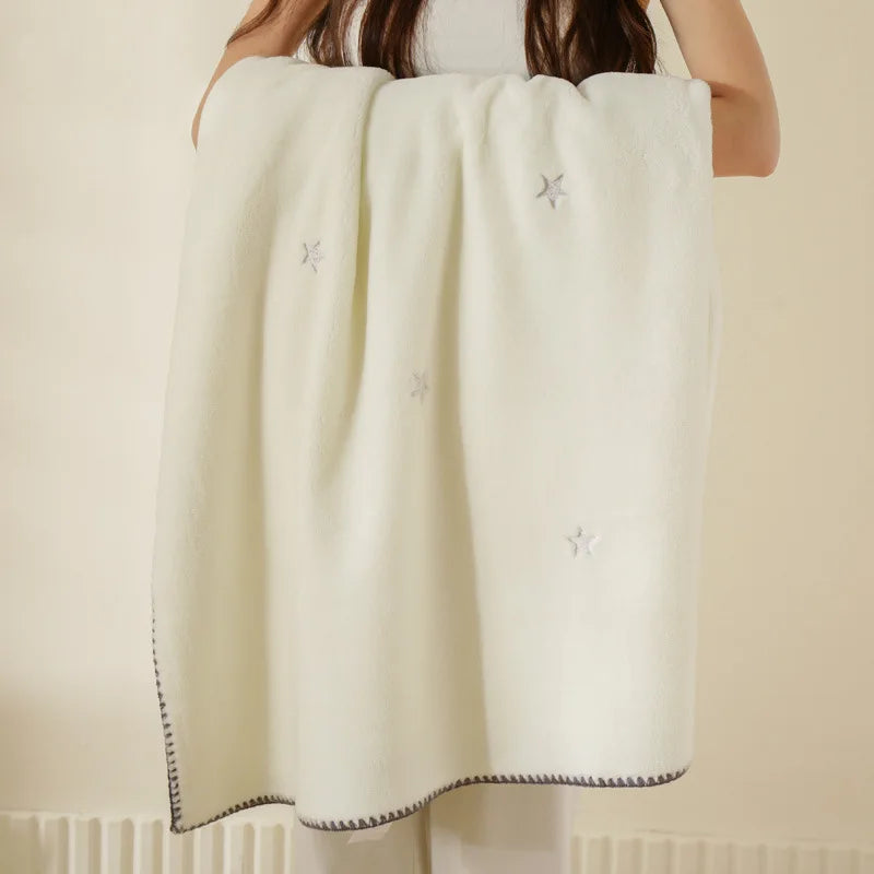 DecorBites™ Baby Velvet Embroidered Blanket: Double-Sided Warm Travel Bedroom Sofa Cover