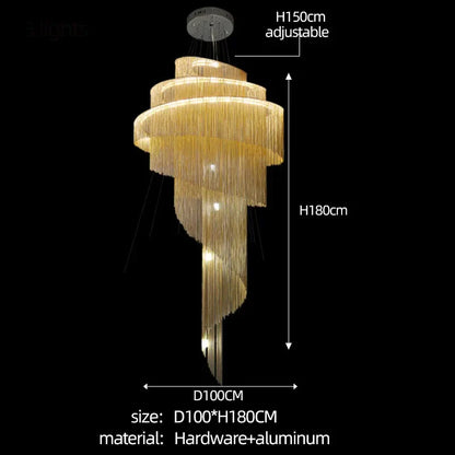 DecorBites™ Gold/Silver Aluminum Chain Chandelier - Luxurious Living Room Hall Hotel Decoration