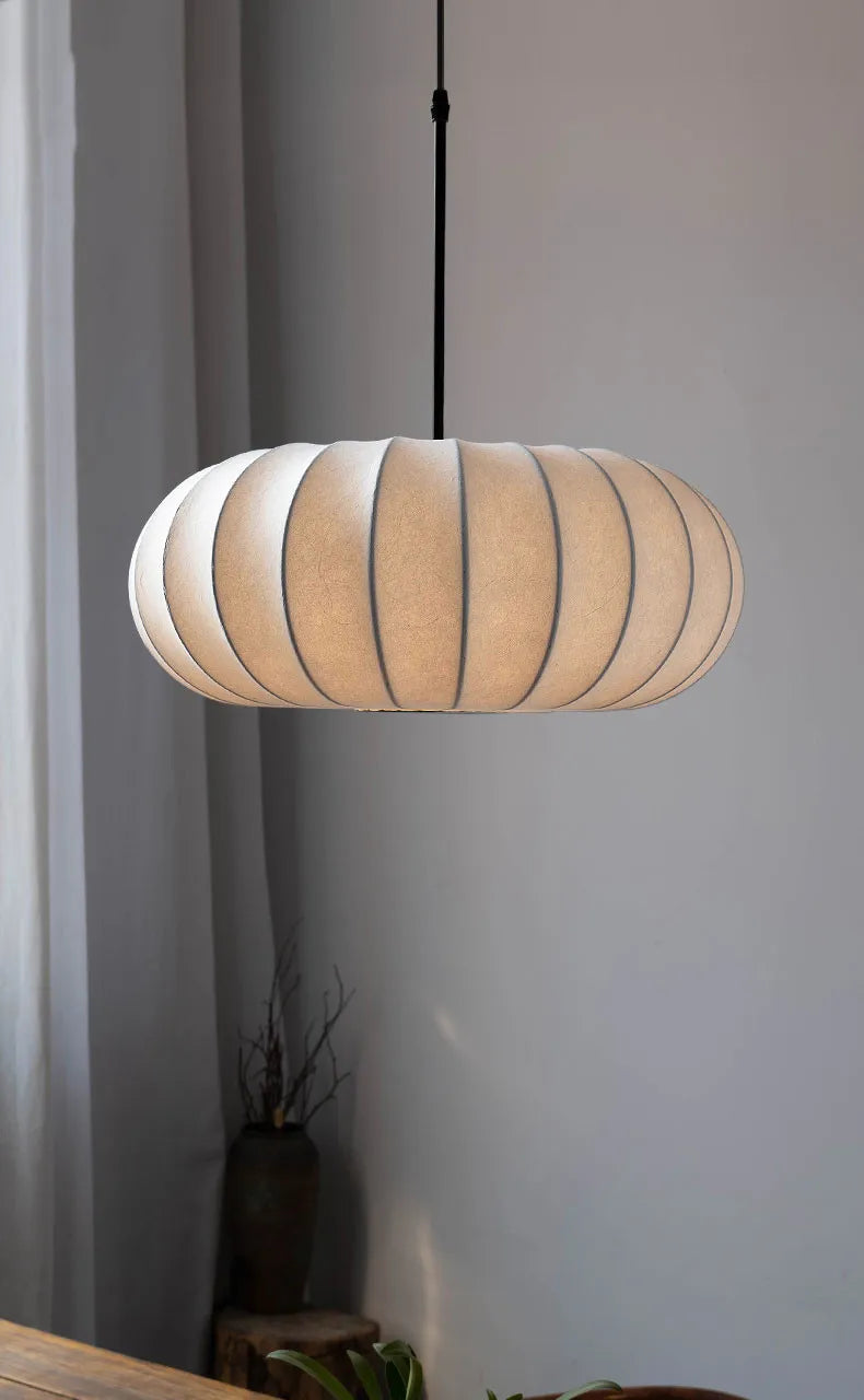 DecorBites™ Handmade Silk Pumpkin Pendant Lamps for Dining, Living, and Study Spaces