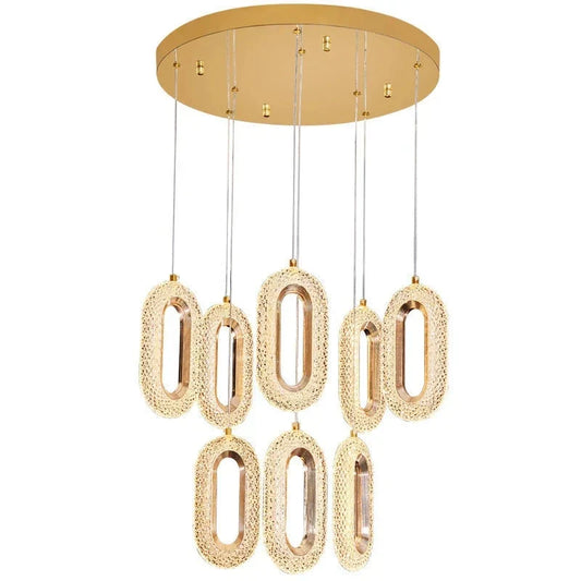 DecorBites™ Gold Lustre Oval Acrylic Chandelier for Dining and Living Spaces
