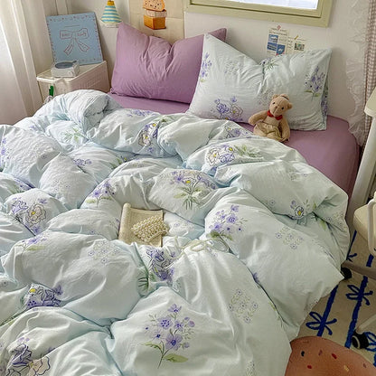 DecorBites™ Cartoon Print Quilt Cover Set for King Queen Beds - All Seasons Comfort