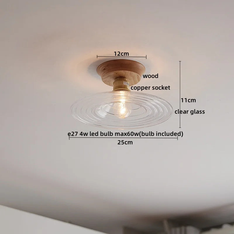 DecorBites™ Glass Wood LED Ceiling Light Modern Ceiling Lamp