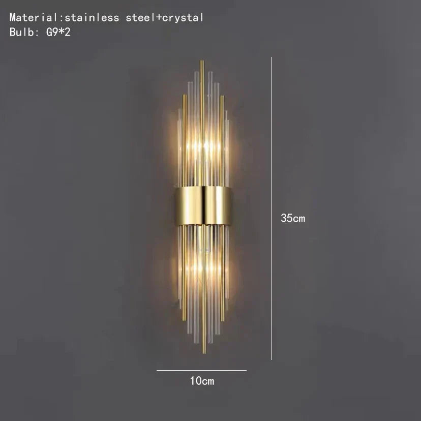 DecorBites™ Clear Crystal LED Wall Lamp Stainless Steel Sconces for Bedroom Dining Room