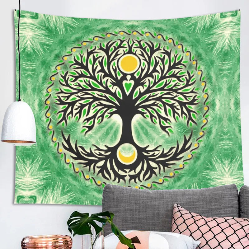 Decobites Yggdrasil Sun and Moon Tapestry - Bohemian Home Decor