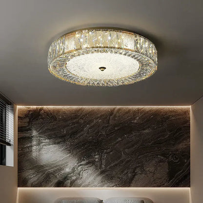 DecorBites™ Golden Crystal Ceiling Chandelier: Modern Luxury LED Light Fixture for Living Room