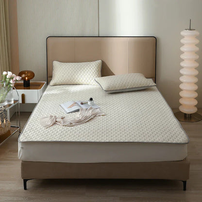 Decobites Ultra-Thick Latex Cooling Mat: High-Quality Lyocell Fabric, Cool Silk Feel, Summer Bed Mat