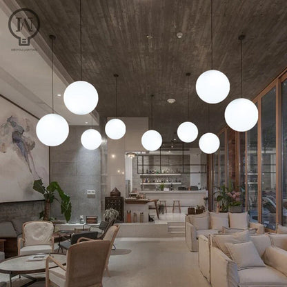 Modern White Globe Glass Pendant Light in Gold, Black, or Silver