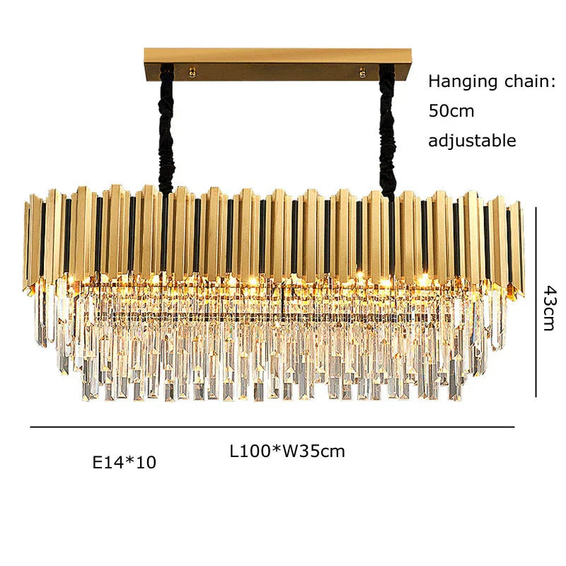DecorBites™ Gold Crystal LED Chandelier: Modern Luxe Lighting Fixture for Home Decor