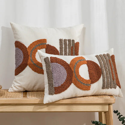 DecorBites™ Half-circle Tufted Cotton Canvas Embroidery Throw Pillow Cover - Modern & Stylish