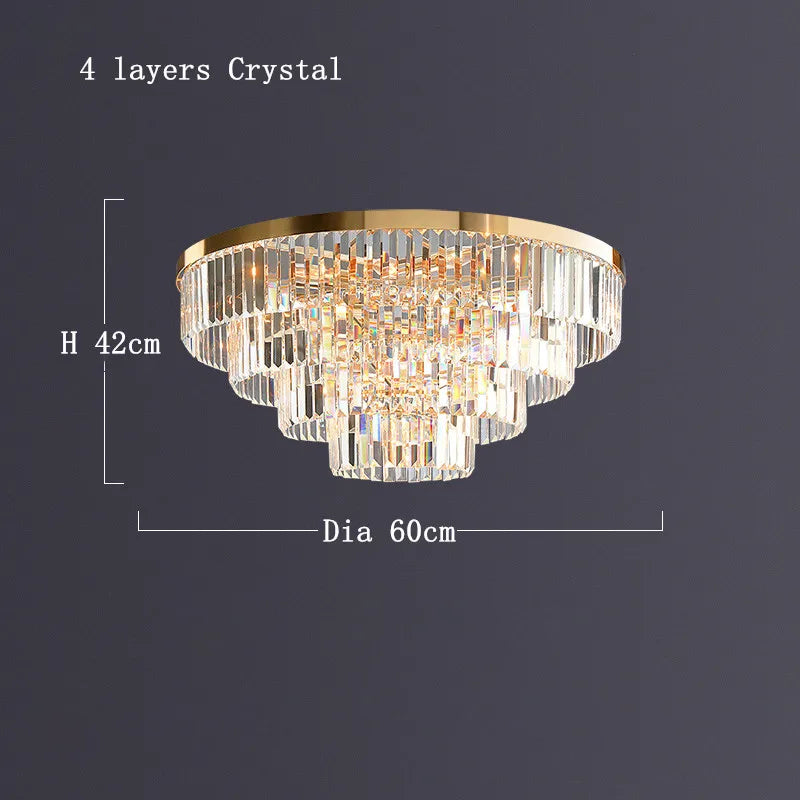 DecorBites™ Gold LED Crystal Ceiling Light for Modern Living Room, Luxury Home Decor