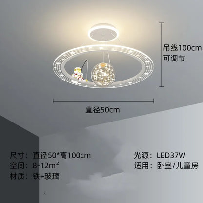 DecorBites™ Astronaut LED Chandeliers: Remote-controlled Ceiling Pendant for Children's Room, Boy's Study, Nursery