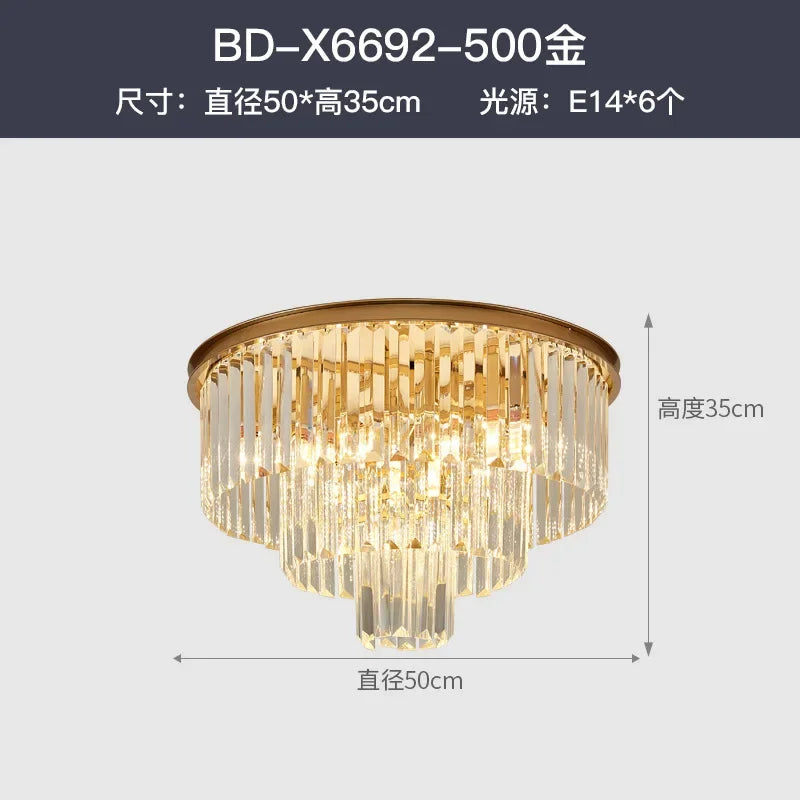 DecorBites™ Crystal Gold Black LED Chandelier - Multi-Storey Modern Round Pendant Lamp
