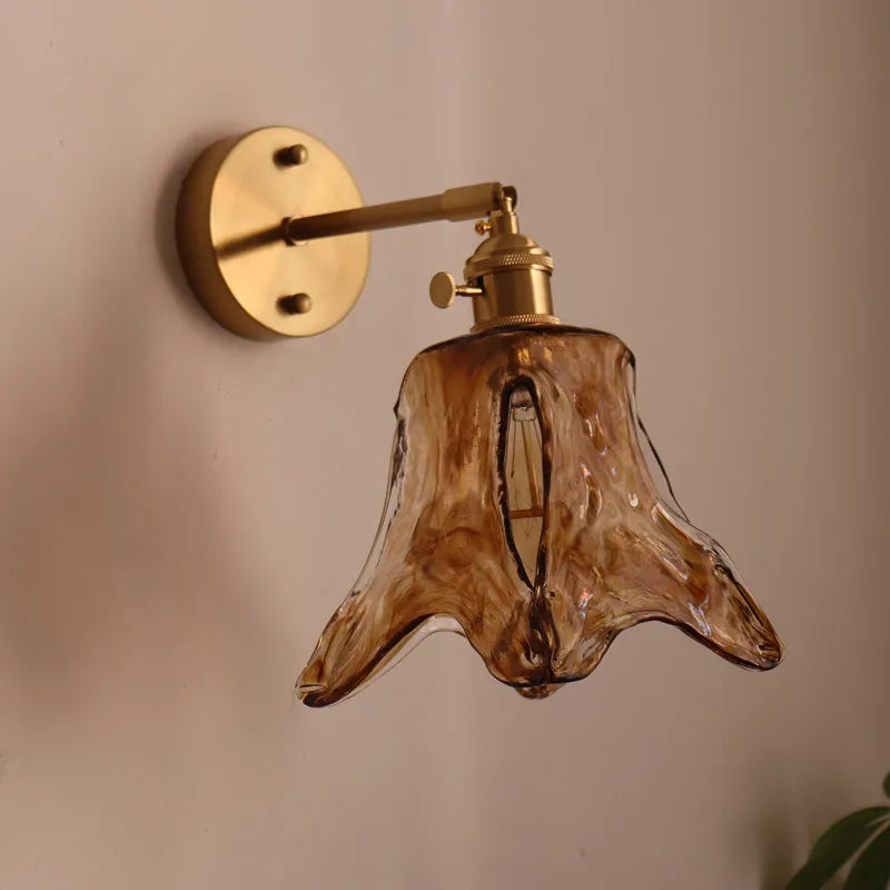 DecorBites™ Japanese Style LED Wall Lamps Living Room Coffee Balcony Stair Light Copper Glass