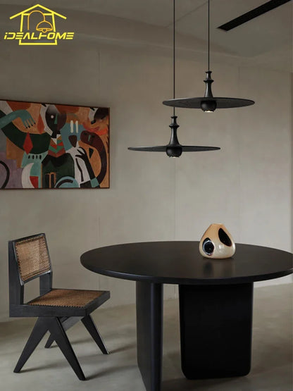 DecorBites™ Black Solid Wood Saucer Pendant Lights, LED GU10, Minimalist Design