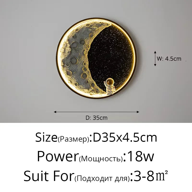DecorBites™ Astronaut LED Wall Lamp: Modern Nordic Resin Round Decor Light