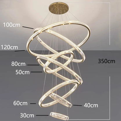 DecorBites™ Crystal Chandelier Stair Pendant Lamp Living Room Interior Lighting