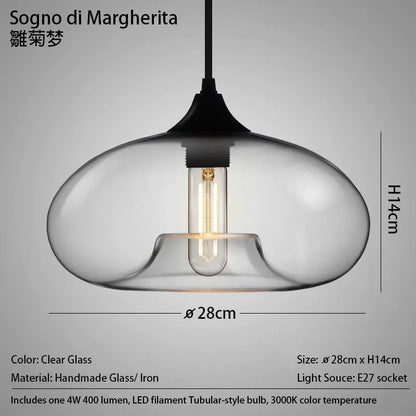 Handmade Glass Nordic Pendant Light With Chrome Finish