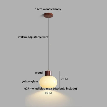 DecorBites™ Amber Glass LED Pendant Light for Kitchen Cafe Restaurant Rustic Wood Interior Lighting