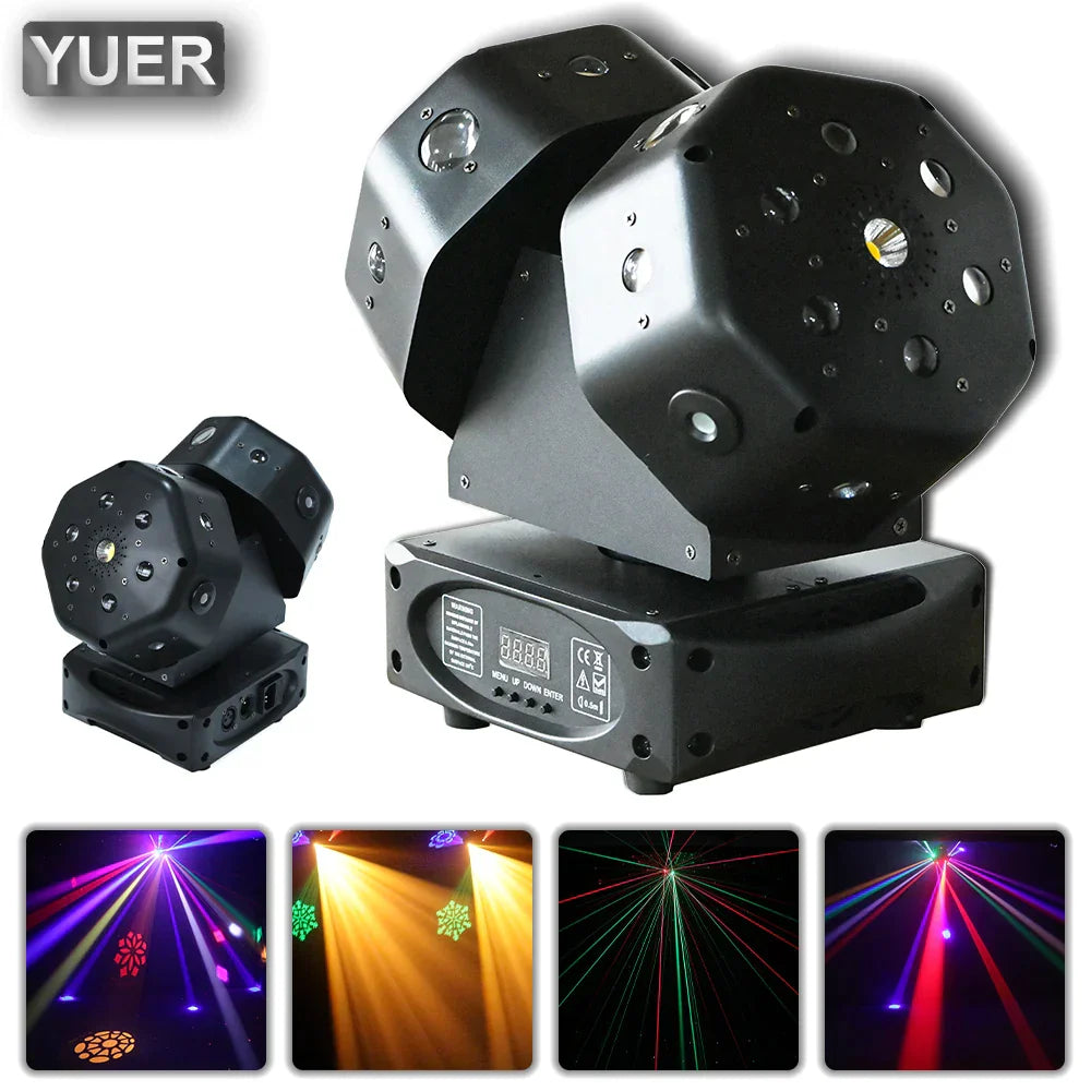DecorBites™ Dual LED Strobe Arm Moving Head Light with RG Laser for DJ Disco Party