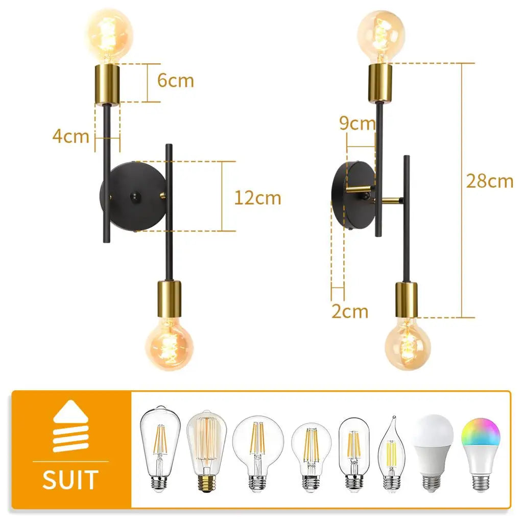 Black Industrial Wall Sconce Style B Design