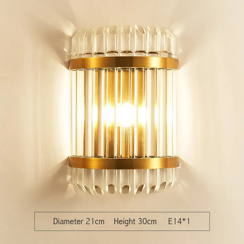 Luces de pared de cristal dorado Decorbites™: Aplique LED moderno para dormitorio, sala de estar y baño