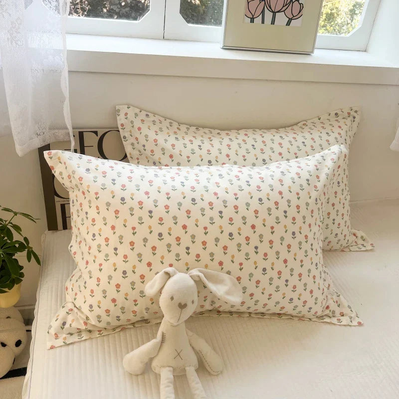 Funda de Almohada de Algodón Floral Coreano Decorbites™ 40x60cm, 48x74cm, 50x80cm, Cubierta para Cojín de Hogar