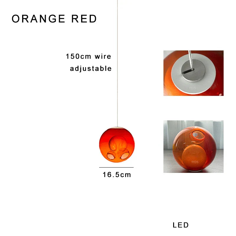 DecorBites™ Glass Ball Pendant Light: Modern Handmade Boho Sputnik Fixture for Living Room & Dining Room