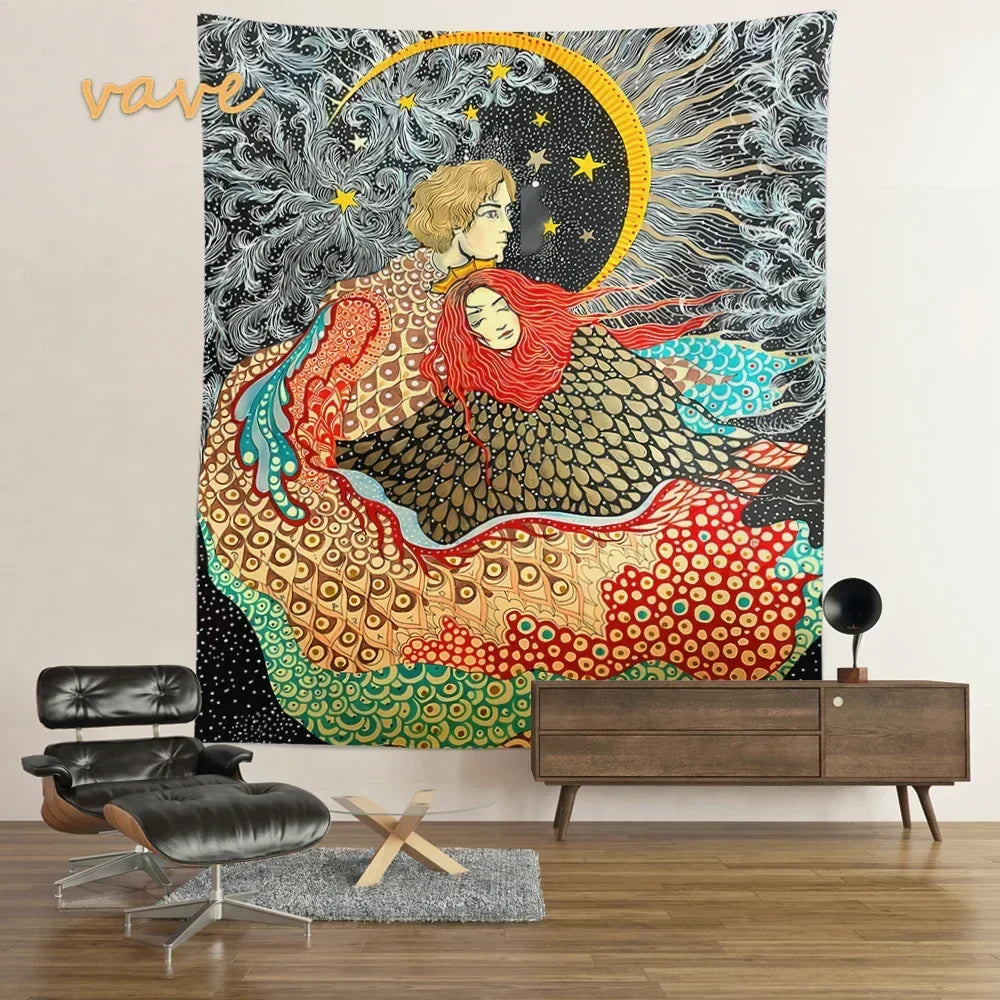 Decobites Moon Garden Psychedelic Flower Tapestry - Bedroom Background Hanging Cloth