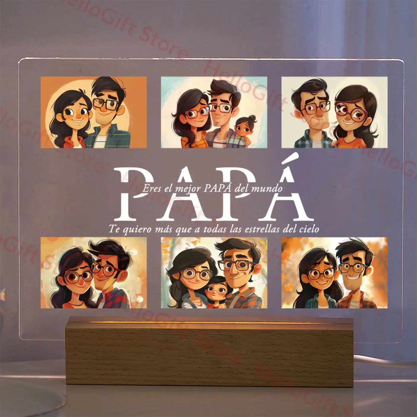 DecorBites™ Personalized Custom Photo Text 3D Acrylic Lamp Customized Bedroom NightLight for MOM DAD LOVE Family