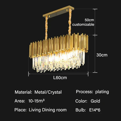 DecorBites™ Crystal Oval Ceiling Chandelier LED Lights Bedroom Living Room Lighting