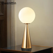 Lámpara de mesa de bola de vidrio dorado Decorbites™ con iluminación LED para escritorio, decoración moderna del hogar para dormitorio y sala de estar