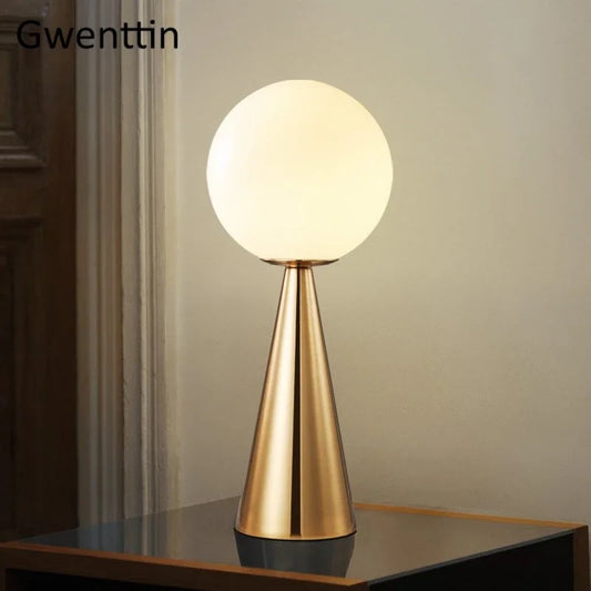 DecorBites™ Gold Glass Ball Table Lamp LED Desk Lighting Modern Home Decor for Bedroom Living Room
