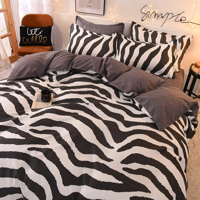 DecorBites™ Cartoon Print Bedding Set: Breathable Duvet Cover, Bed Sheet, Pillowcases - Double & Single Sizes
