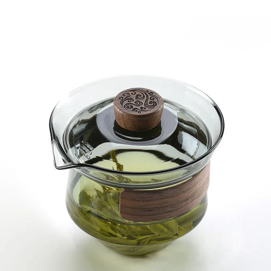 DecorBites™ Glass Tureen Teapot Cover Bowl Puer Oolong Kung Fu Tea Set