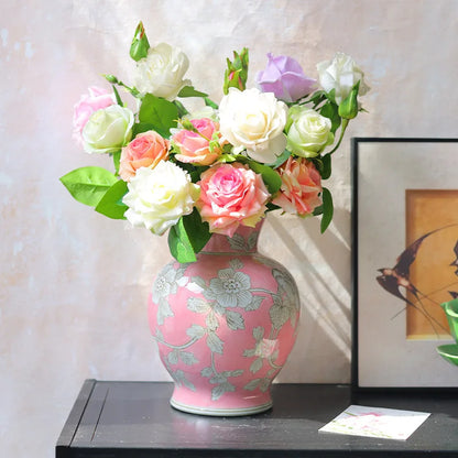 DecorBites™ Chinese Retro Blue & White Porcelain Vase Flower Arrangement Home Decor