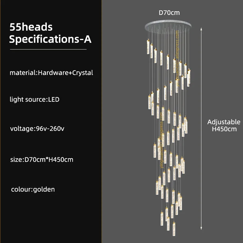 DecorBites™ Crystal Ceiling Chandelier: Modern Nordic Design, Long Staircase Pendant Lamp