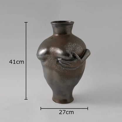 مزهرية سيراميك فنية تجريدية من DecorBites™ لتزيين المكتب وإضفاء لمسة جمالية على الغرفة