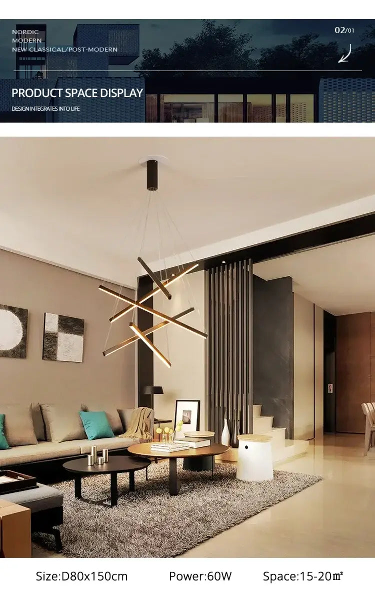 DecorBites™ LED Stair Ceiling Chandelier for Living Room
