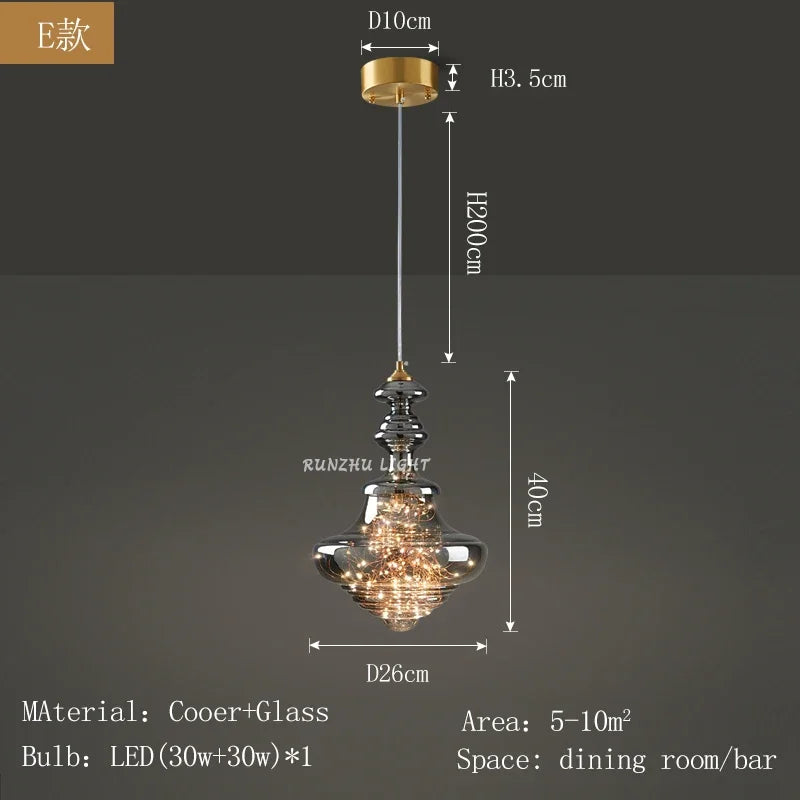 DecorBites™ Antique Brass Glass Chandelier for Dining Room and Bar