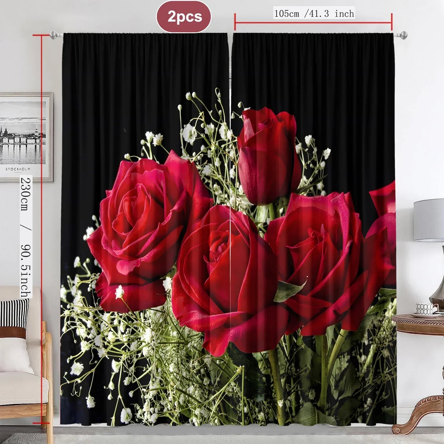 Decobites Rose Flower Pole Bag Curtains for Home & Garden