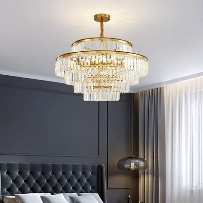 DecorBites™ Golden Crystal Chandelier Pendant Light for Luxurious Living Room, Dining Room, Bedroom