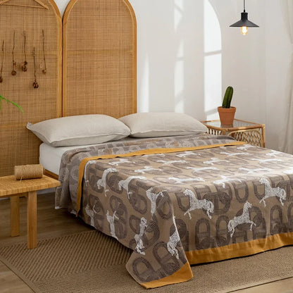 DecorBites™ Cotton Throw Blanket - Retro Chinese Style Quilt & Sofa Cover