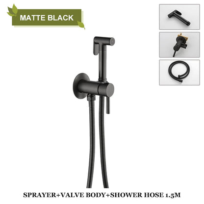 DecorBites™ Brass Bidet Spray: Gold/Black, Hot/Cold Mixer Valve, Bathroom Shattaf Sprayer