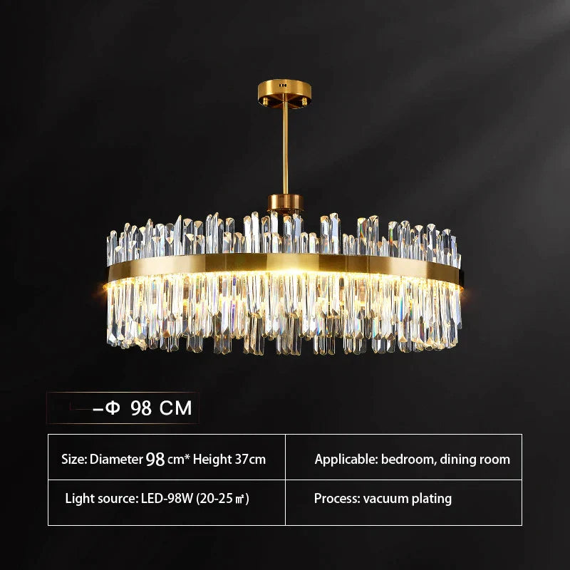 Lámpara colgante redonda de cristal dorado DecorBites™ para dormitorio y sala de estar