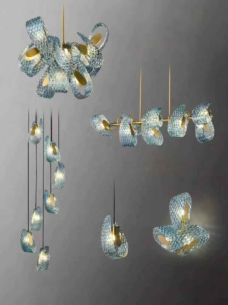 Lámpara de techo de cobre con hoja de pavo real azul Art Deco LED™ Decorbites para sala de estar