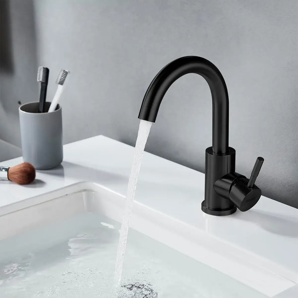 DecorBites™ Black Stainless Steel Bathroom Faucet - Single Handle