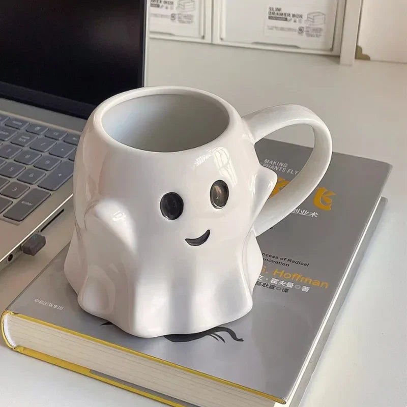 DecorBites™ Cute Ghost Ceramic Mug Set for Coffee, Tea, and Milk