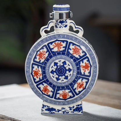 DecorBites™ Blue and White Eight Treasures Ceramic Vase - Home Decor Ornament